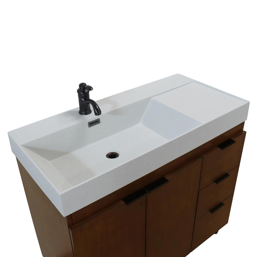 Bellaterra Evora 39" Single Vanity, Walnut, Light Gray Composite Granite Top