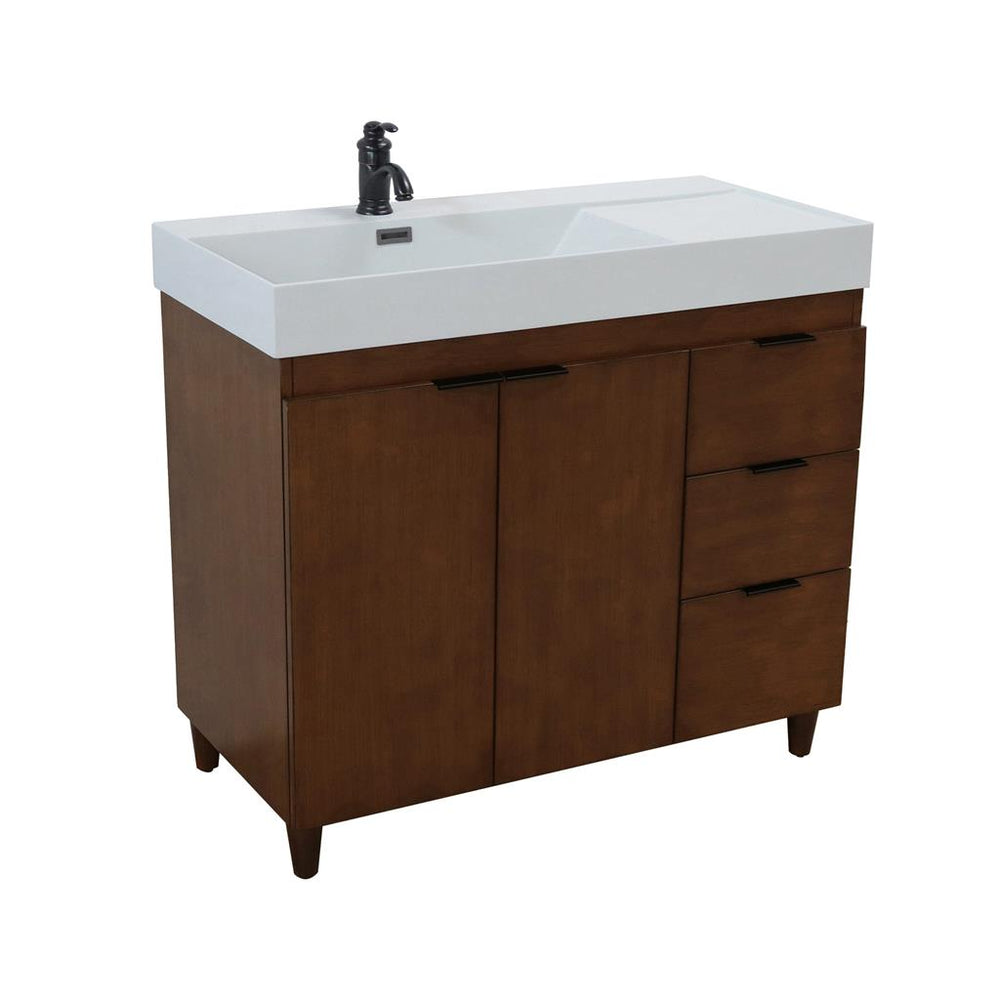 Bellaterra Evora 39" Single Vanity, Walnut, Light Gray Composite Granite Top