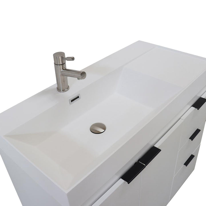 Bellaterra Evora 39" Single Vanity, White, White Composite Granite Top