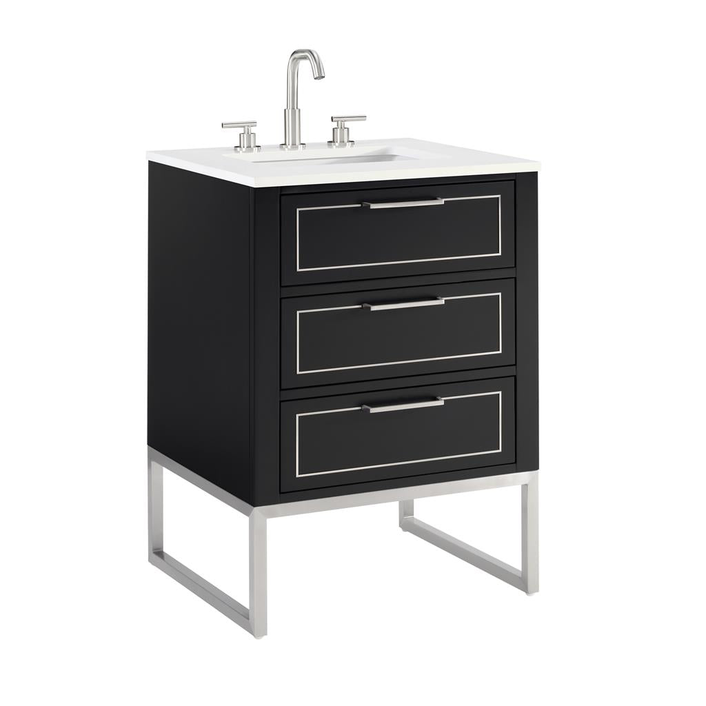 Bemma, Markham 24" Single Vanity, Midnight Black/Brushed Nickel, White Quartz Top#top-options_white-quartz-top