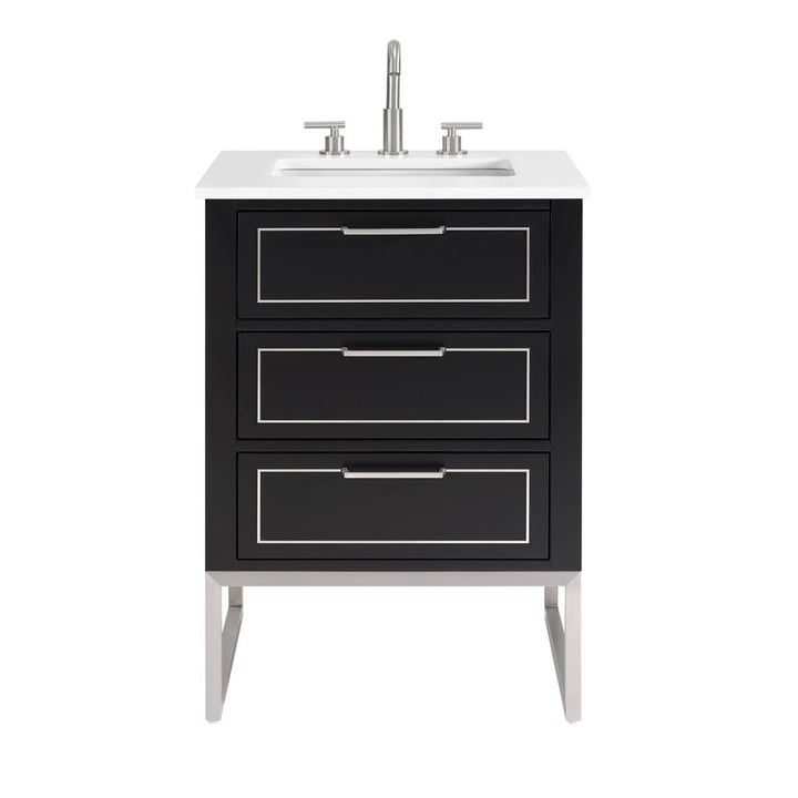 Bemma, Markham 24" Single Vanity, Midnight Black/Brushed Nickel, White Quartz Top#top-options_white-quartz-top