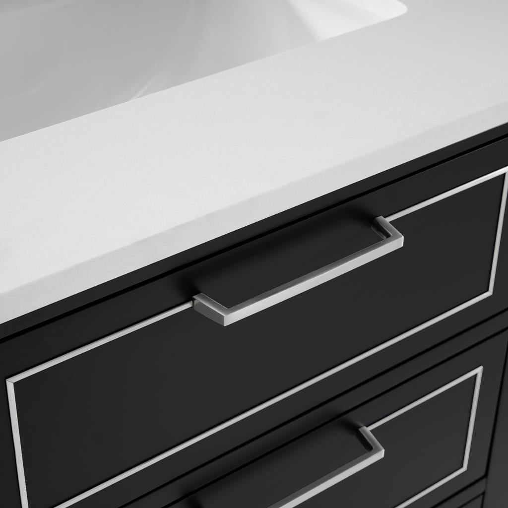 Bemma, Markham 24" Single Vanity, Midnight Black/Brushed Nickel, White Quartz Top#top-options_white-quartz-top