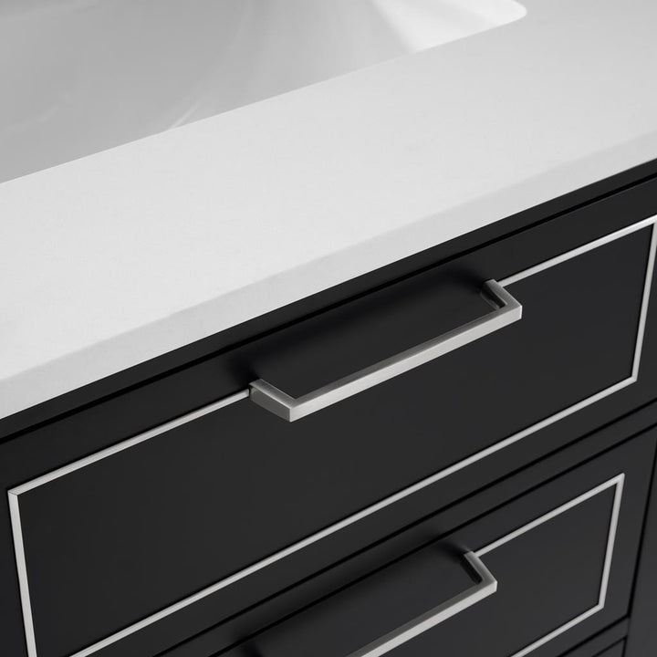 Bemma, Markham 24" Single Vanity, Midnight Black/Brushed Nickel, White Quartz Top#top-options_white-quartz-top