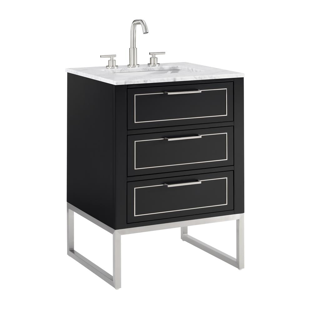Bemma, Markham 24" Single Vanity, Midnight Black/Brushed Nickel, Carrara Marble Top#top-options_carrara-marble-top
