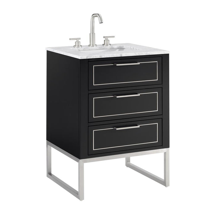 Bemma, Markham 24" Single Vanity, Midnight Black/Brushed Nickel, Carrara Marble Top#top-options_carrara-marble-top