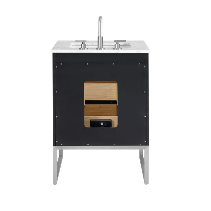 Bemma, Markham 24" Single Vanity, Midnight Black/Brushed Nickel, Carrara Marble Top#top-options_carrara-marble-top