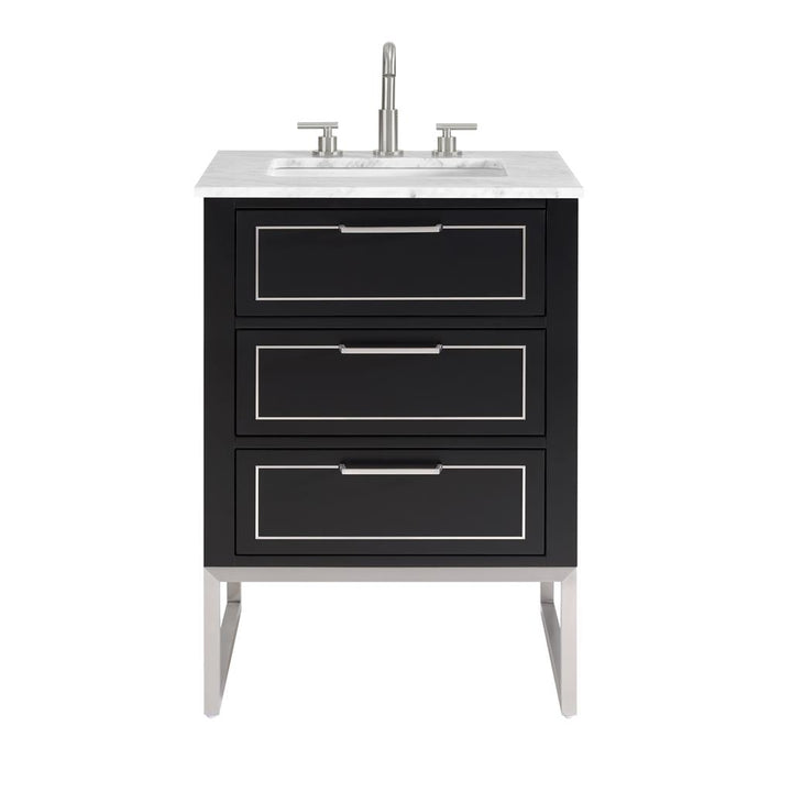 Bemma, Markham 24" Single Vanity, Midnight Black/Brushed Nickel, Carrara Marble Top#top-options_carrara-marble-top