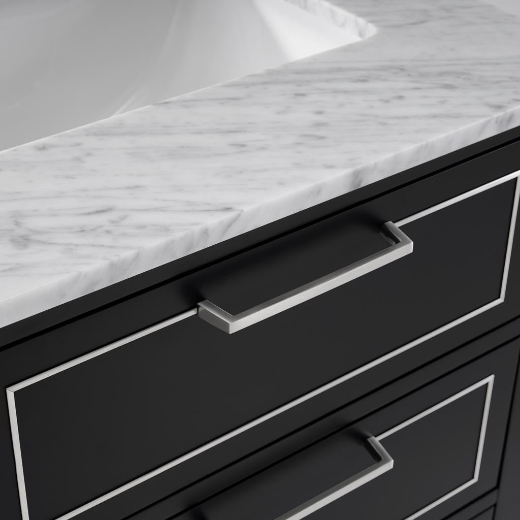 Bemma, Markham 24" Single Vanity, Midnight Black/Brushed Nickel, Carrara Marble Top#top-options_carrara-marble-top