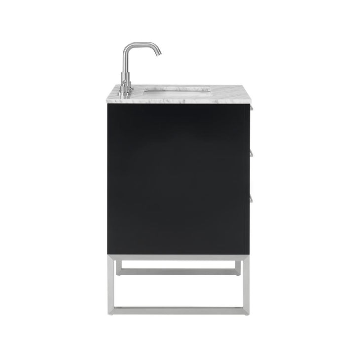 Bemma, Markham 24" Single Vanity, Midnight Black/Brushed Nickel, Carrara Marble Top#top-options_carrara-marble-top
