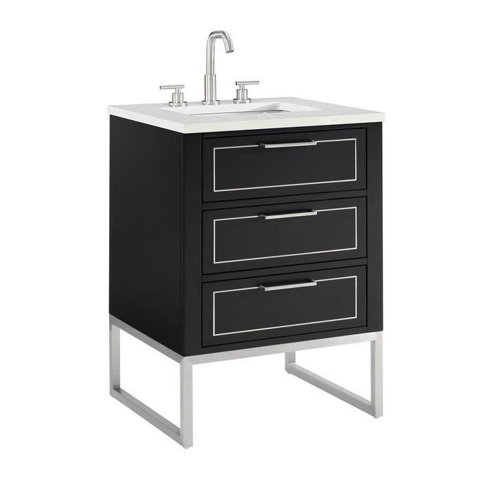 Bemma, Markham 24" Single Vanity, Midnight Black/Brushed Nickel, Calacatta Quartz Top#top-options_calacatta-quartz-top