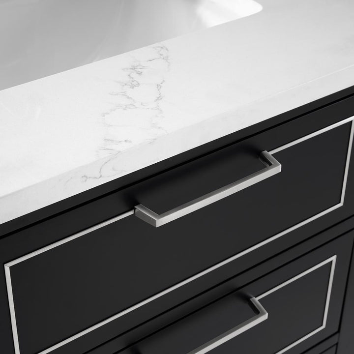 Bemma, Markham 24" Single Vanity, Midnight Black/Brushed Nickel, Calacatta Quartz Top#top-options_calacatta-quartz-top