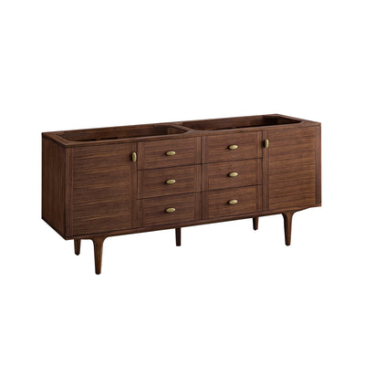 James Martin Vanities Amberly 72" Double Vanity Cabinet, Mid-Century Walnut Cabinet Only (No Top)#top-options_cabinet-only-(no-top)
