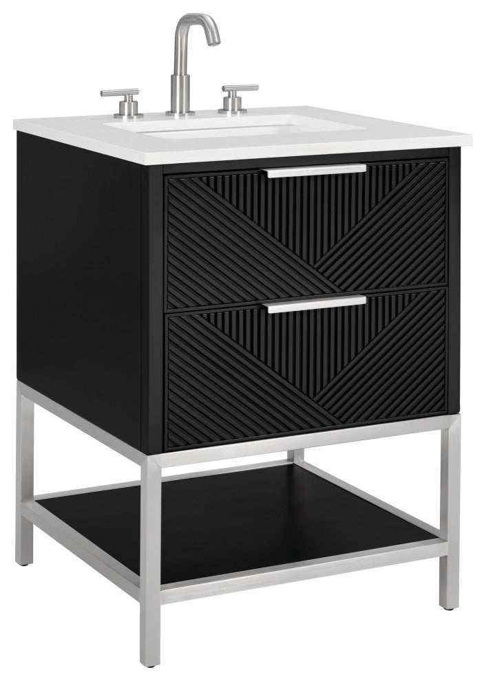 Diamond 24" Single Vanity, Charcoal Black/Brushed Nickel