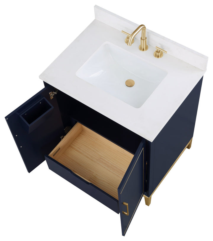 Gracie 30" Single Vanity, Pacific Blue/Satin Brass,