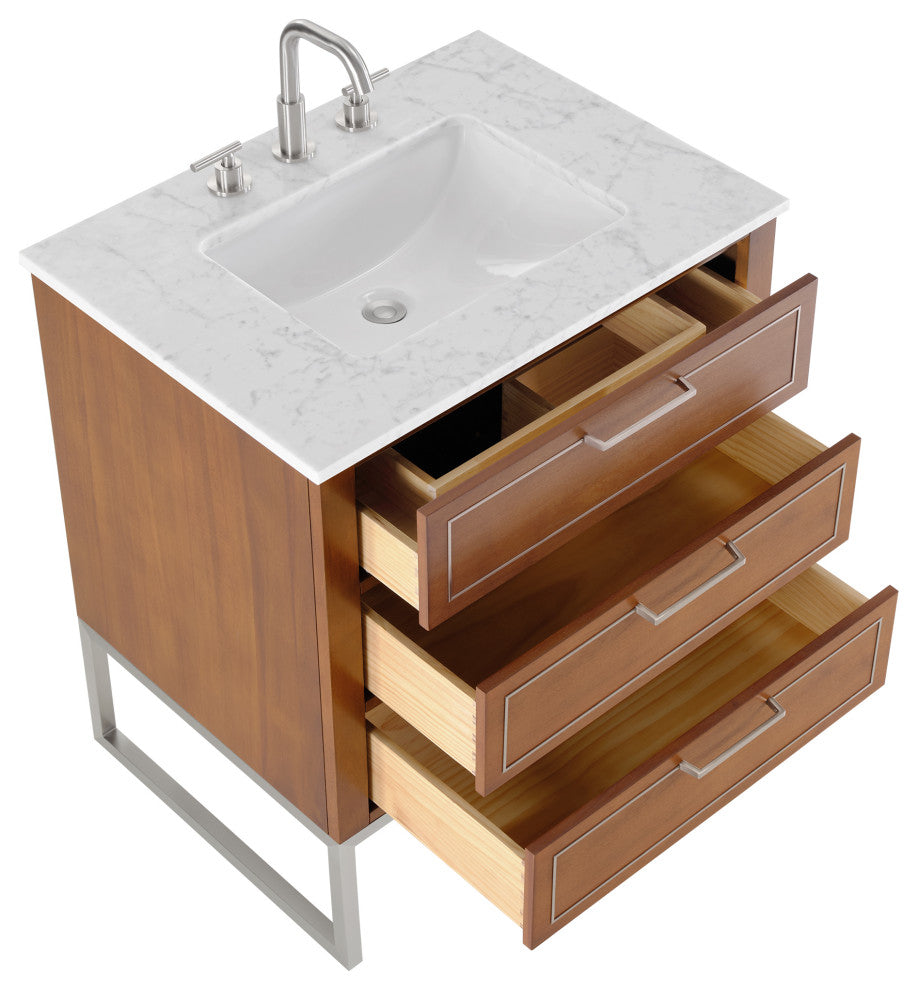 Markham 30" Single Vanity, Walnut/Brushed Nickel