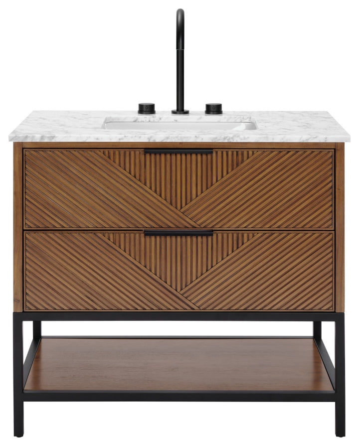 Diamond 36" Single Vanity Vanity, Walnut/Matte Black