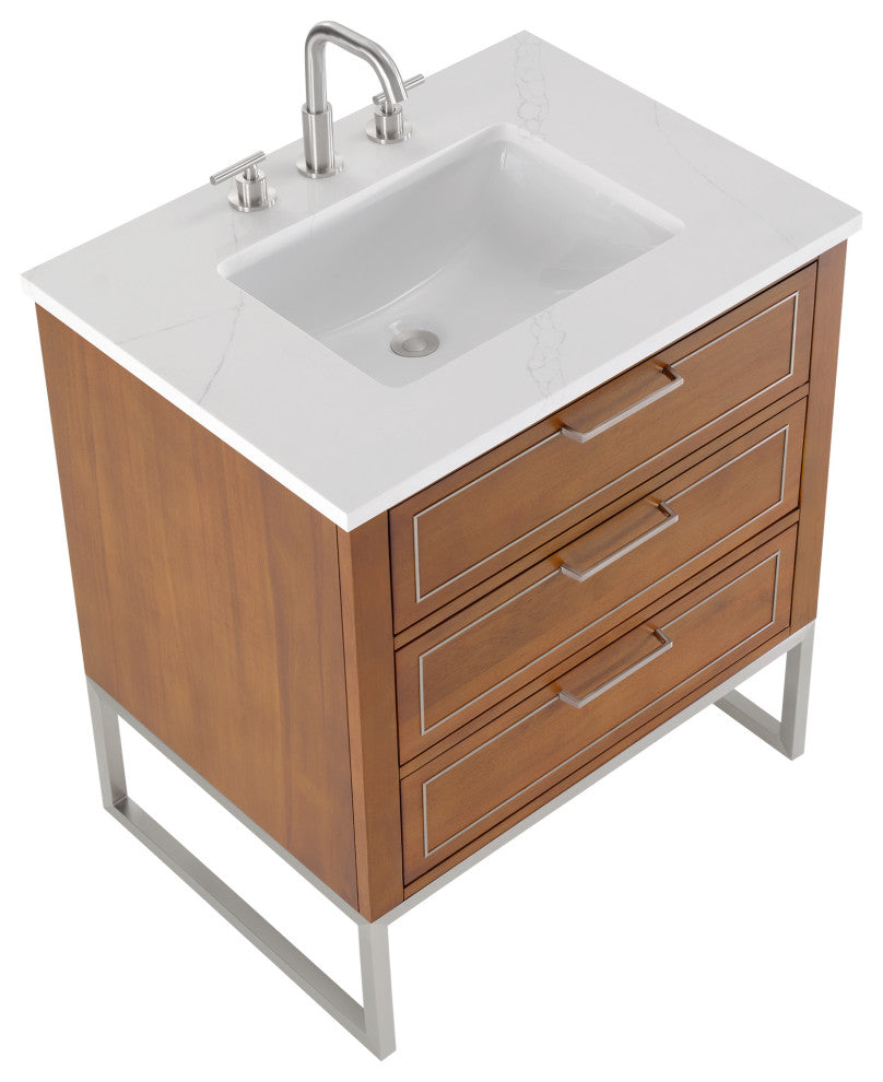 Markham 30" Single Vanity, Walnut/Brushed Nickel