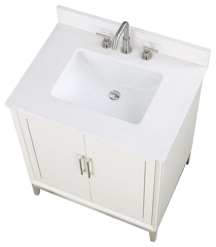 Gracie 30" Single Vanity, Satin White/Brushed Nickel