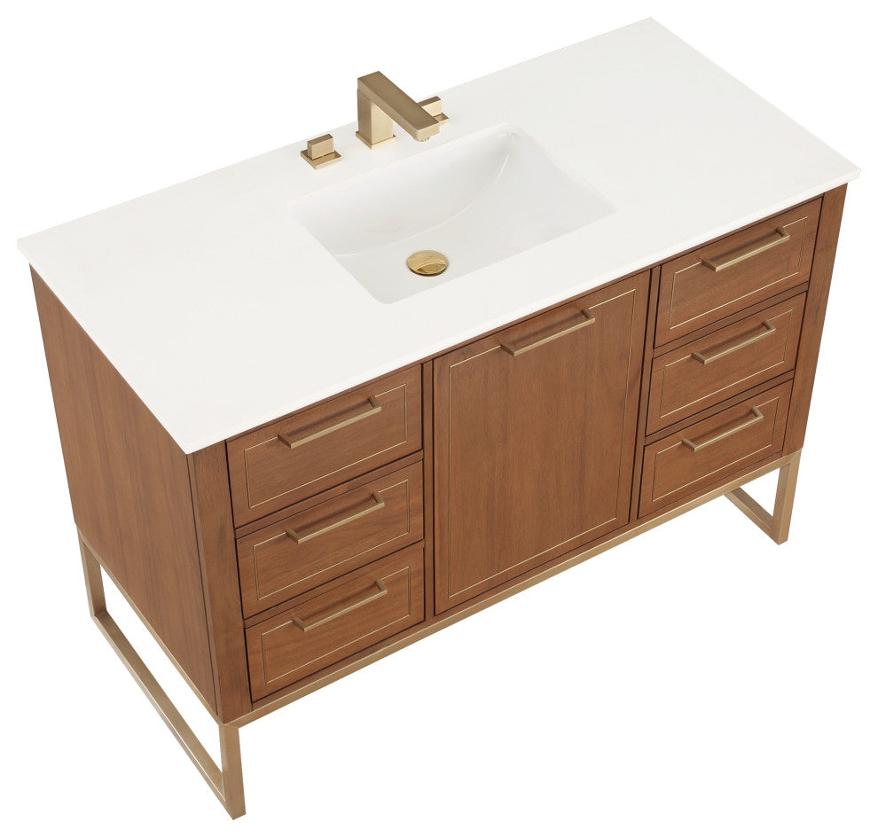 Markham 48" Single Vanity, Walnut/Satin Brass