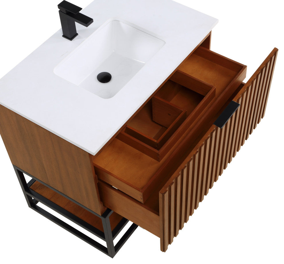 Terra 36" Single Vanity, Walnut/Matte Black