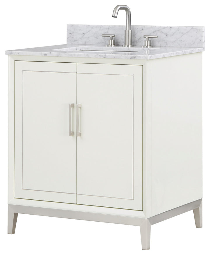 Gracie 30" Single Vanity, Satin White/Brushed Nickel