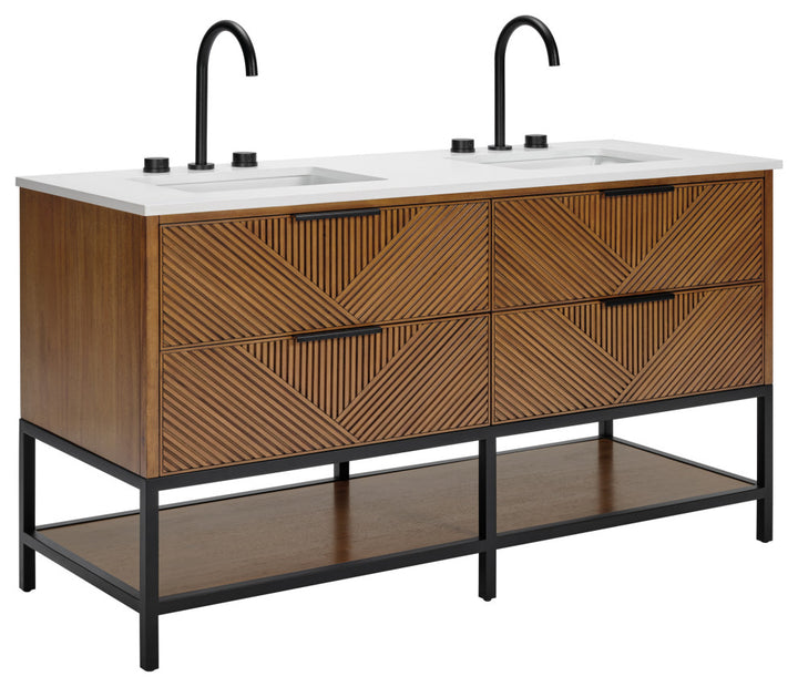 Diamond 60" Double Vanity, Walnut/Matte Black