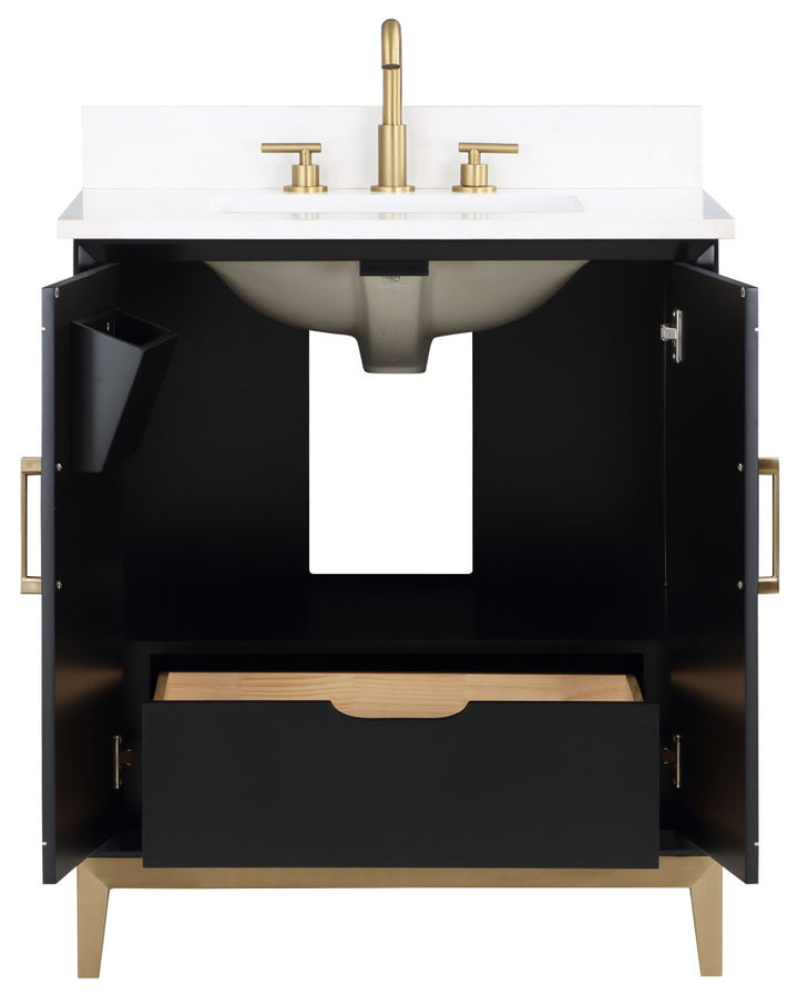 Gracie 30" Single Vanity, Midnight Black/Satin Brass