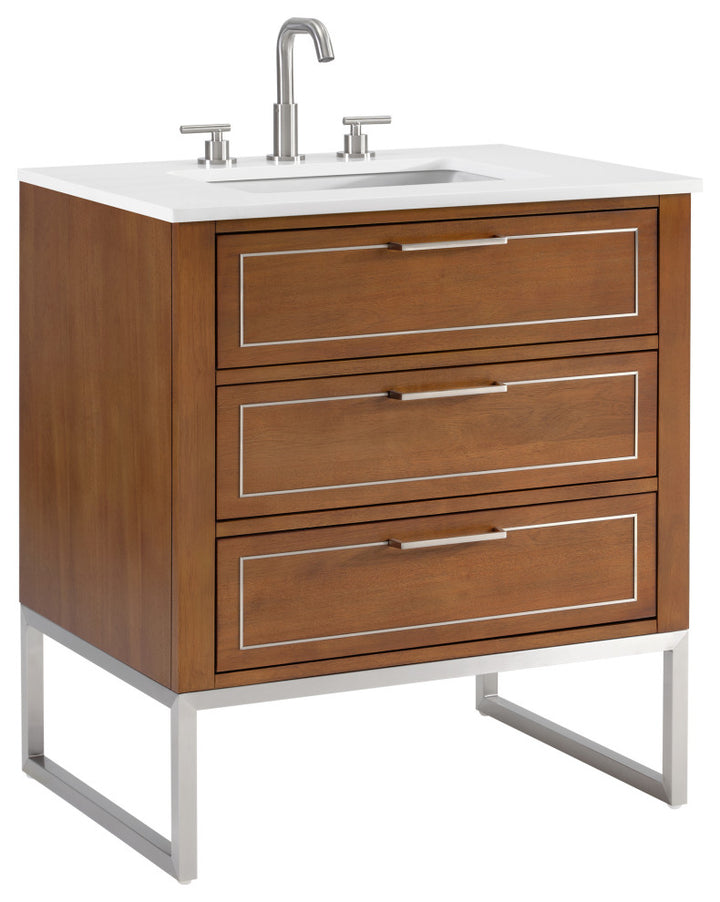 Markham 30" Single Vanity, Walnut/Brushed Nickel