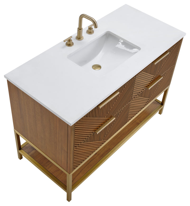 Diamond 48" Single Vanity, Walnut/Satin Brass