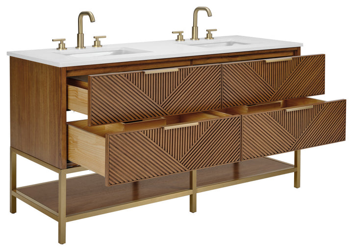 Diamond 60" Double Vanity, Walnut/Satin Brass