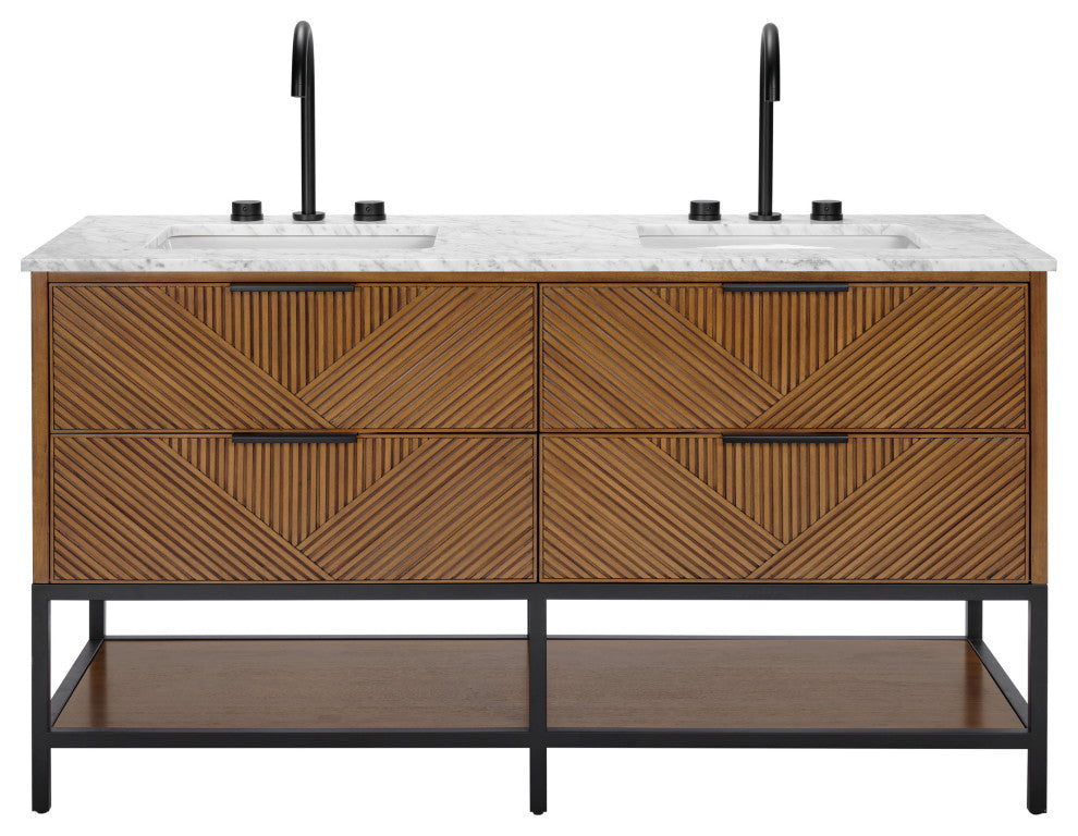 Diamond 60" Double Vanity, Walnut/Matte Black