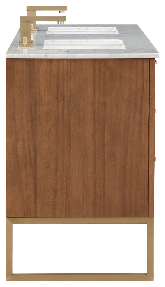 Markham 60" Double Vanity, Walnut/Satin Brass