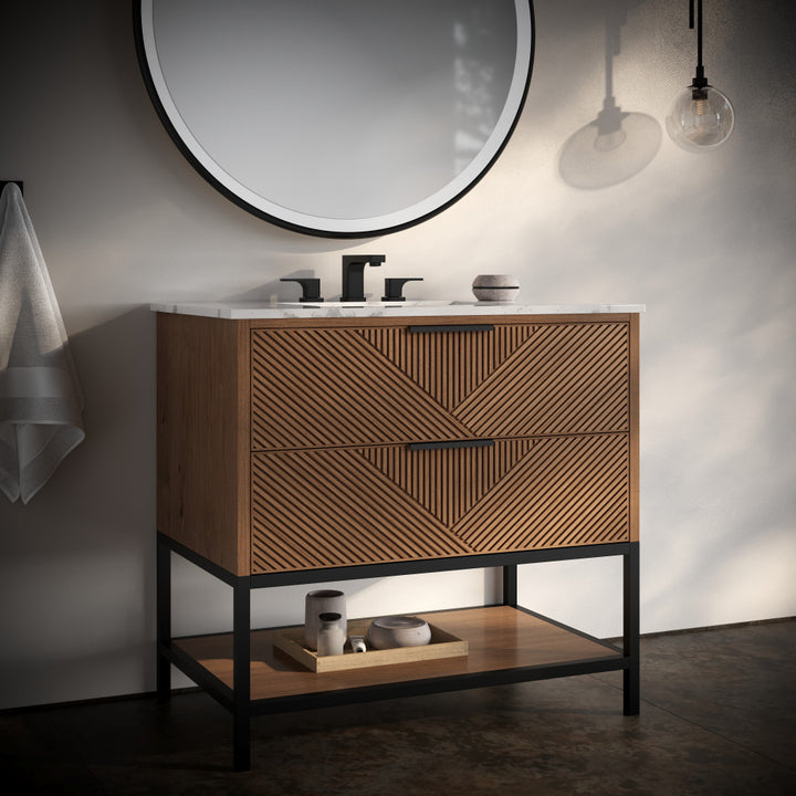 Diamond 36" Single Vanity Vanity, Walnut/Matte Black