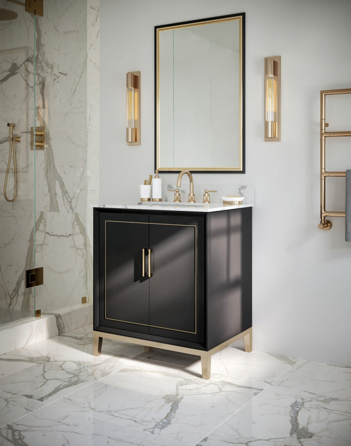 Gracie 30" Single Vanity, Midnight Black/Satin Brass