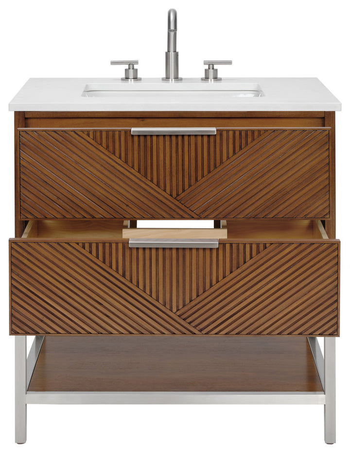 Diamond 30" Single Vanity, Walnut/Brushed Nickel