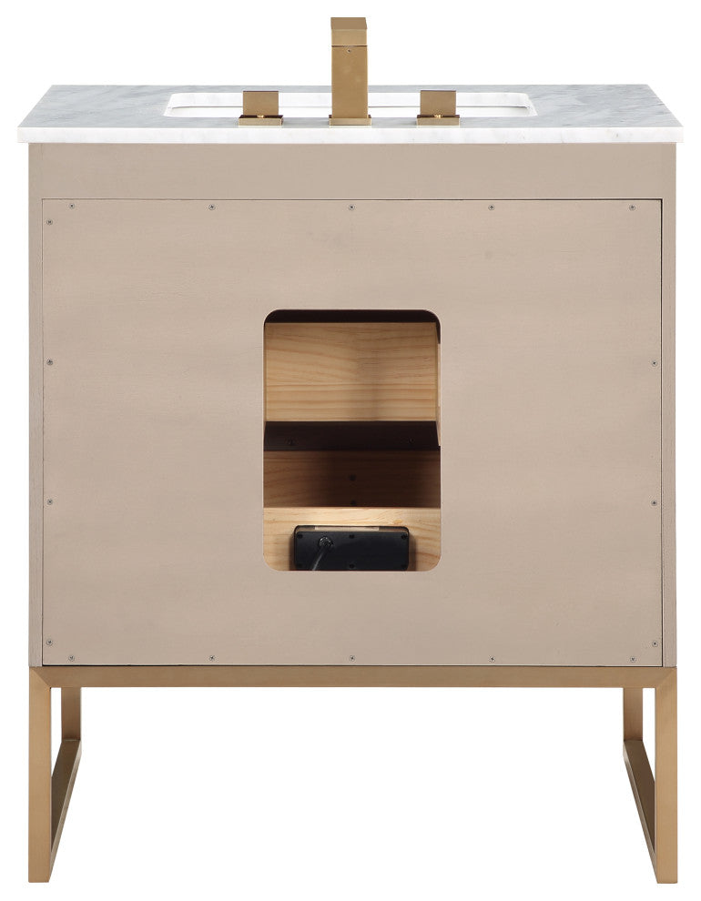 Markham 30" Single Vanity, Cashmere Grey/Satin Brass,