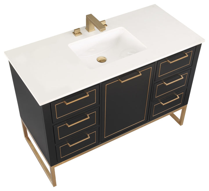 Markham 48" Single Vanity, Midnight Black/Satin Brass