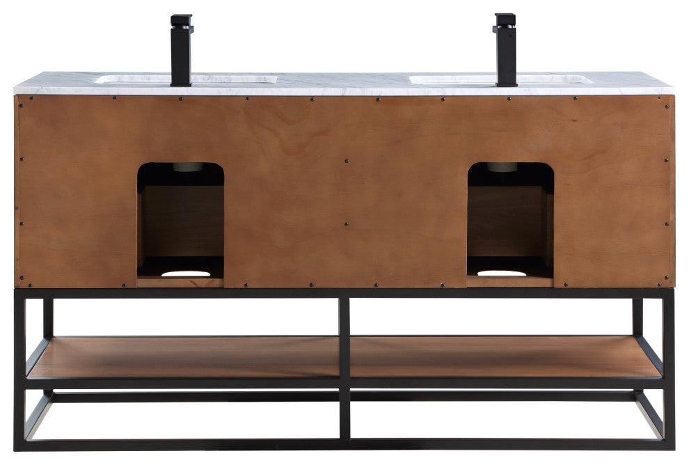 Terra 60" Double Vanity, Walnut/Matte Black