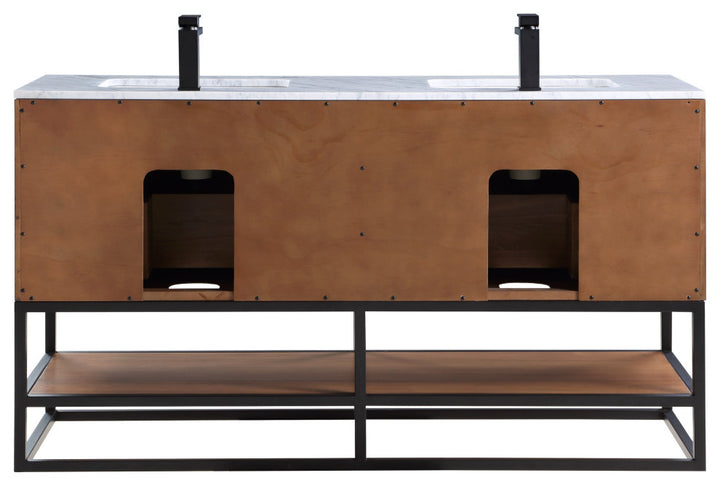 Terra 60" Double Vanity, Walnut/Matte Black