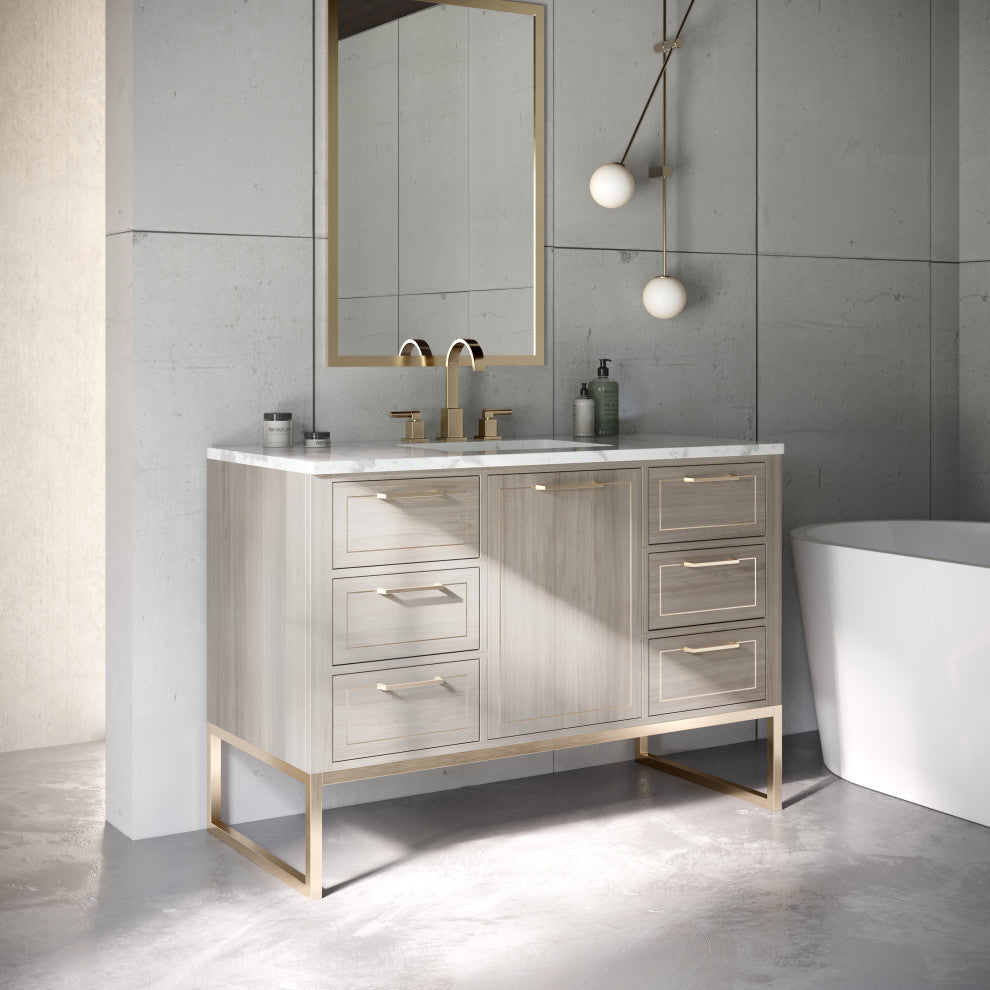 Markham 48" Single Vanity, Cashmere Grey/Satin Brass