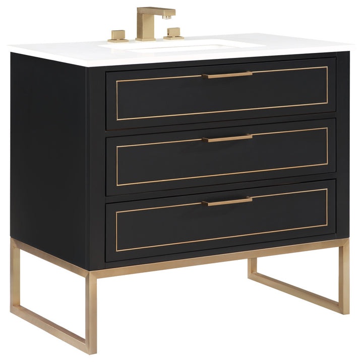 Markham 36" Single Vanity, Midnight Black/Satin Brass