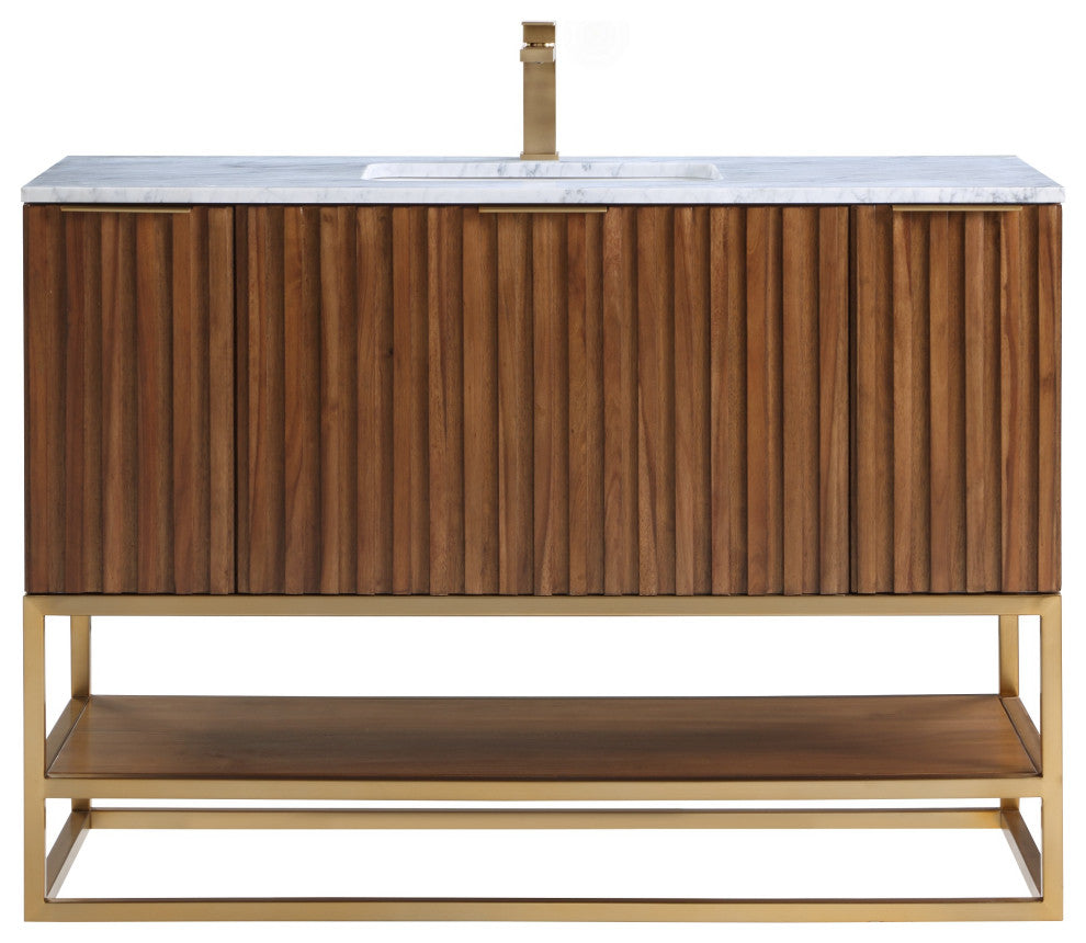 Terra 48" Single Vanity, Walnut/Satin Brass