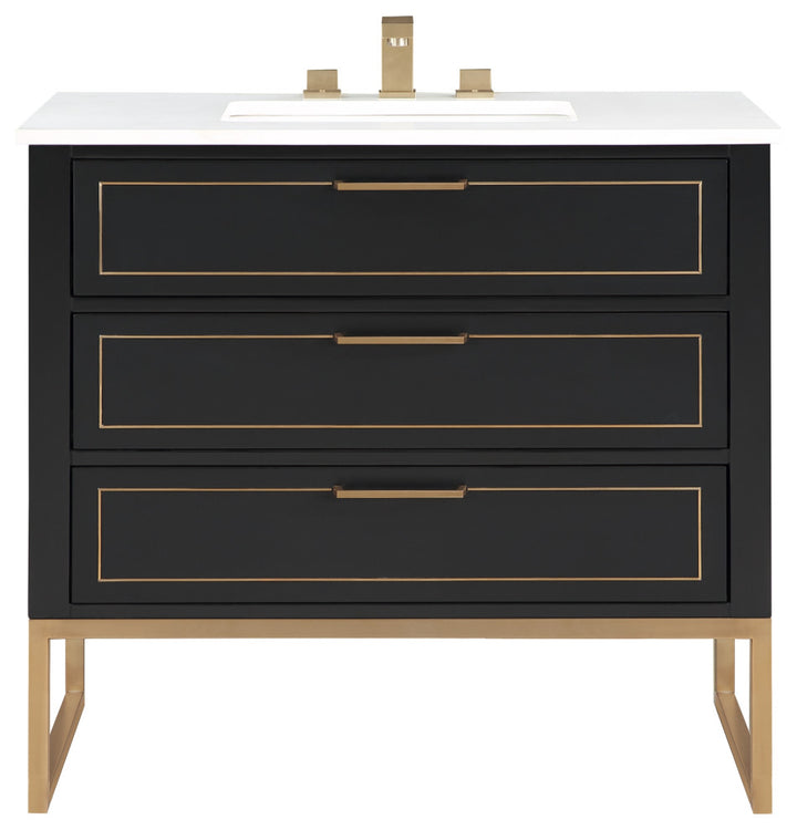 Markham 36" Single Vanity, Midnight Black/Satin Brass