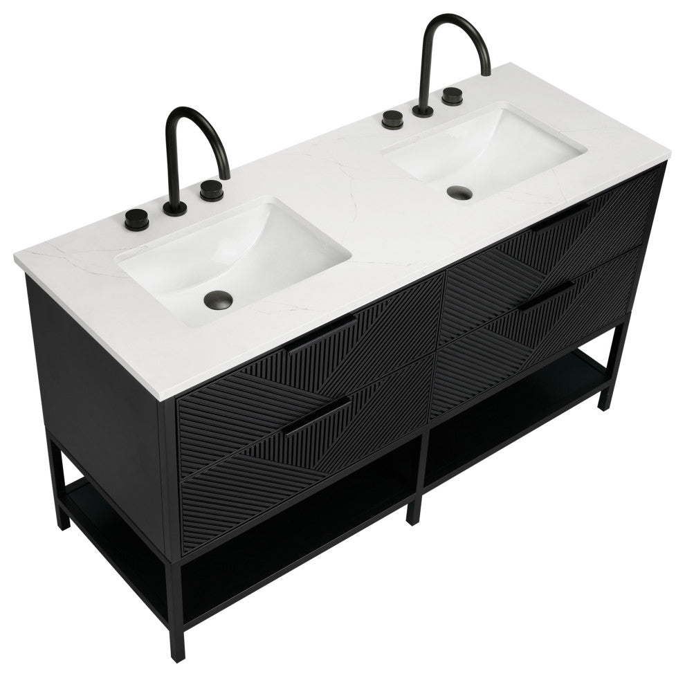 Diamond 60" Double Vanity, Charcoal Black/Matte Black