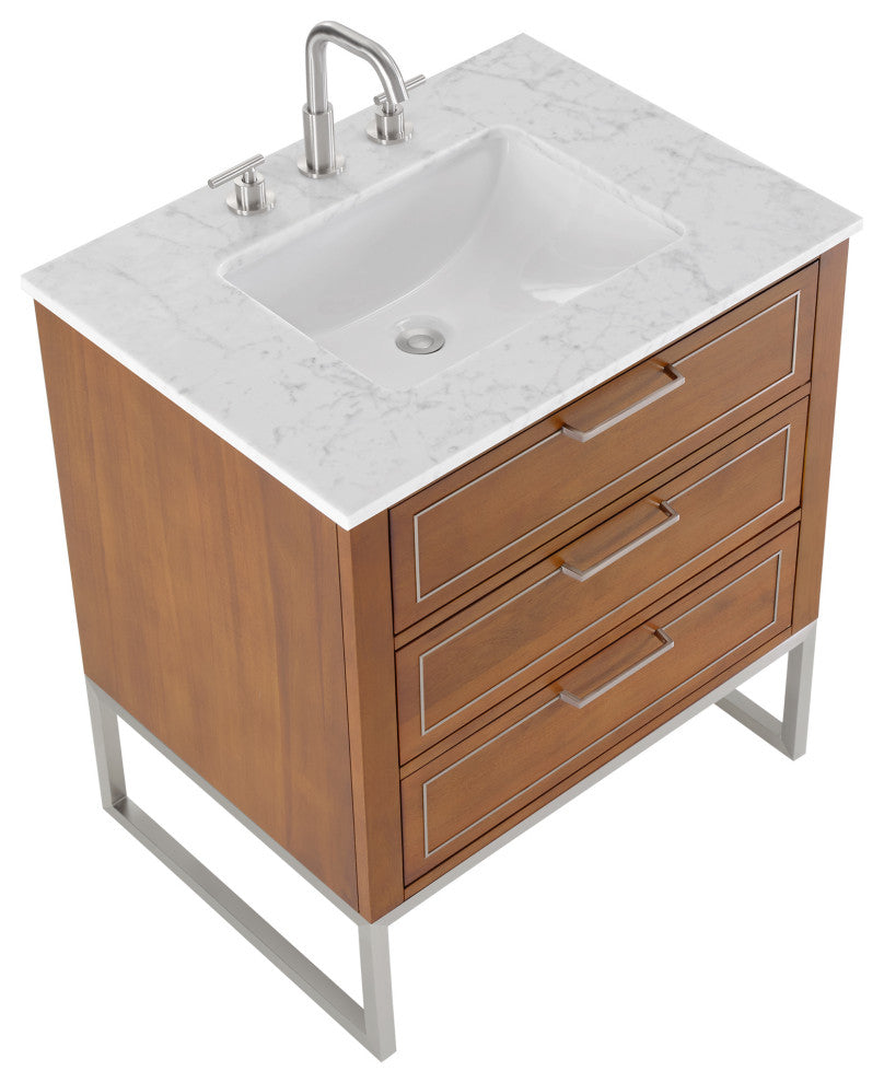 Markham 30" Single Vanity, Walnut/Brushed Nickel