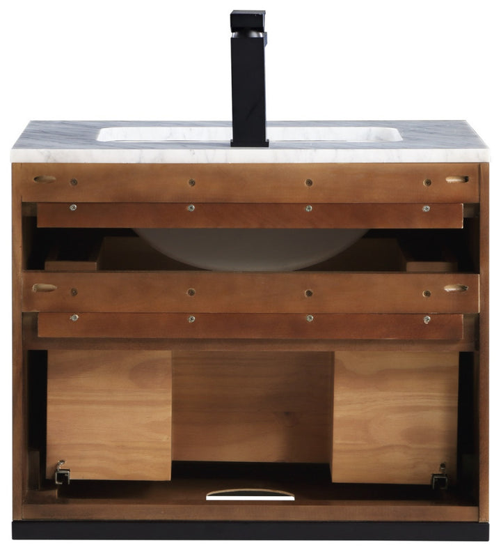 Terra 24" Single Floating Vanity, Walnut/Matte Black