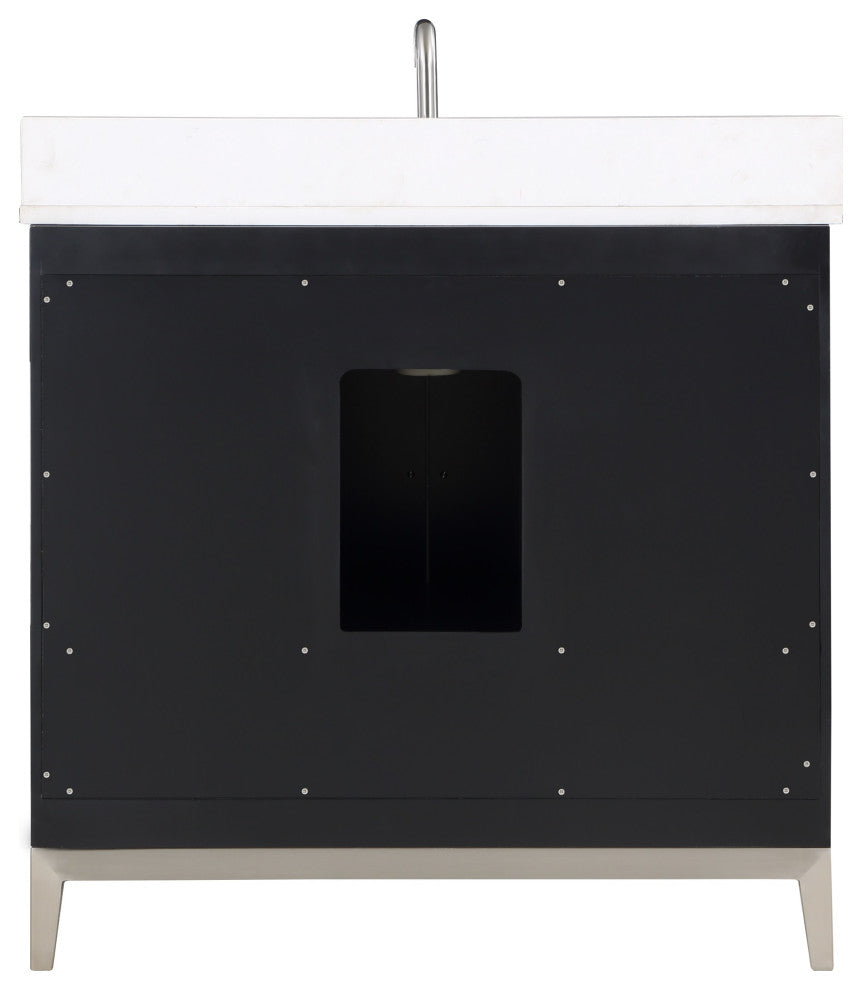 Gracie 36" Single Vanity, Midnight Black/Brushed Nickel