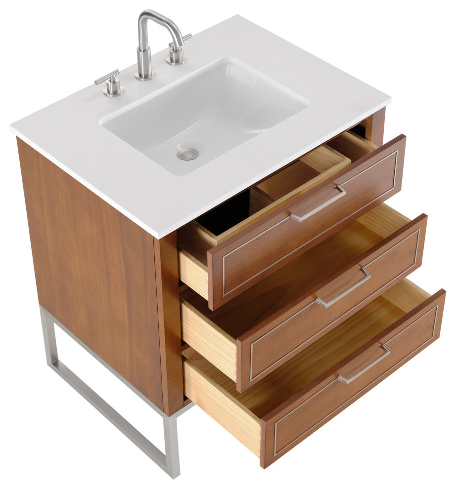 Markham 30" Single Vanity, Walnut/Brushed Nickel