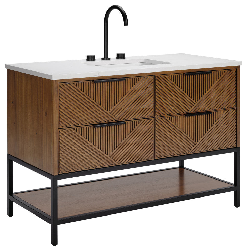 Diamond 48" Single Vanity, Walnut/Matte Black