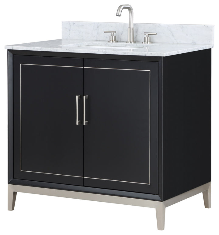 Gracie 30" / 36" Single Vanity, Midnight Black/Brushed Nickel